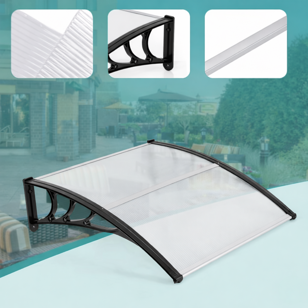 Auvent de Porte 102 × 99 cm Gris