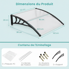 Auvent de Porte 102 × 99 cm Gris